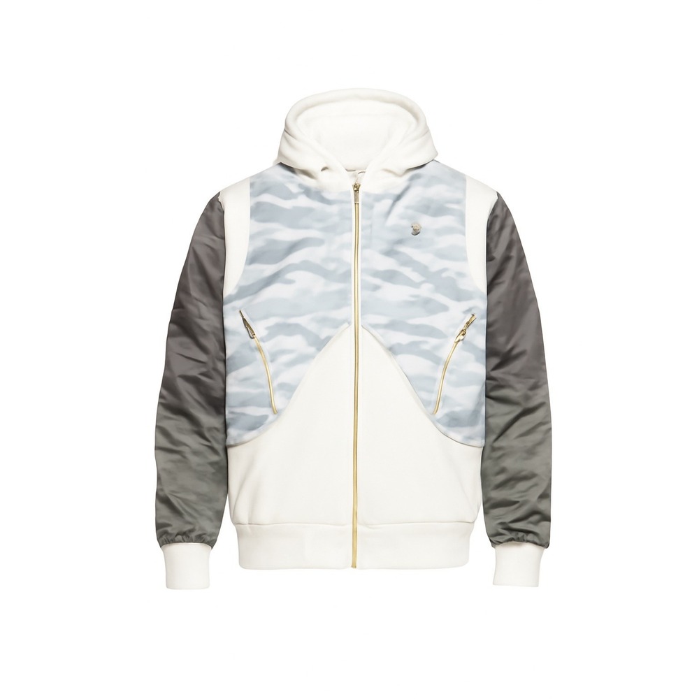 LVL XIII Mens New Backpack Jacket Cream Blue Camo Gold Zip Hooded S LXS18JK01C